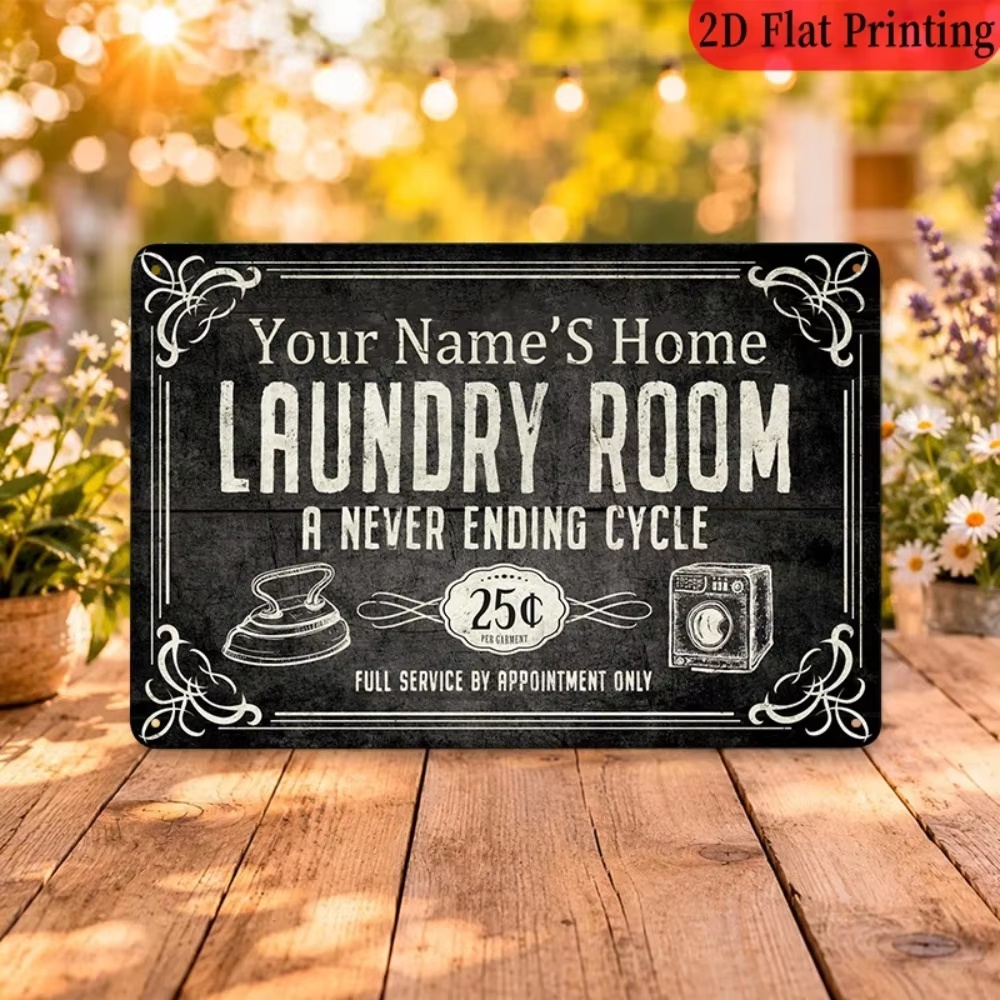 Laundry - Insegna per lavanderia con nome personalizzato,