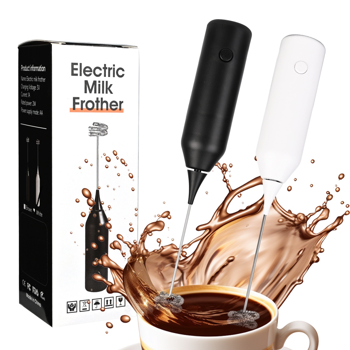 Electric Milk Frother Handheld - Frullino Elettrico a Doppia Frusta, Montalatte,